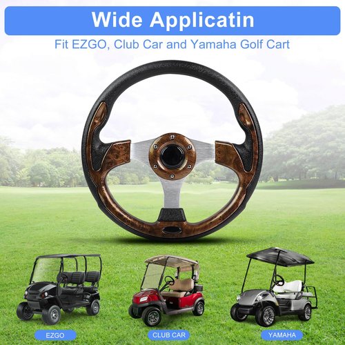 Golf Cart Steering Wheel Fit Club Car EZGO Yamaha Universal Steering Wheel for EZGO TXT RXV, Club Car DS Precedent Tempo, Yamaha G2-G29 Most Golf Cart