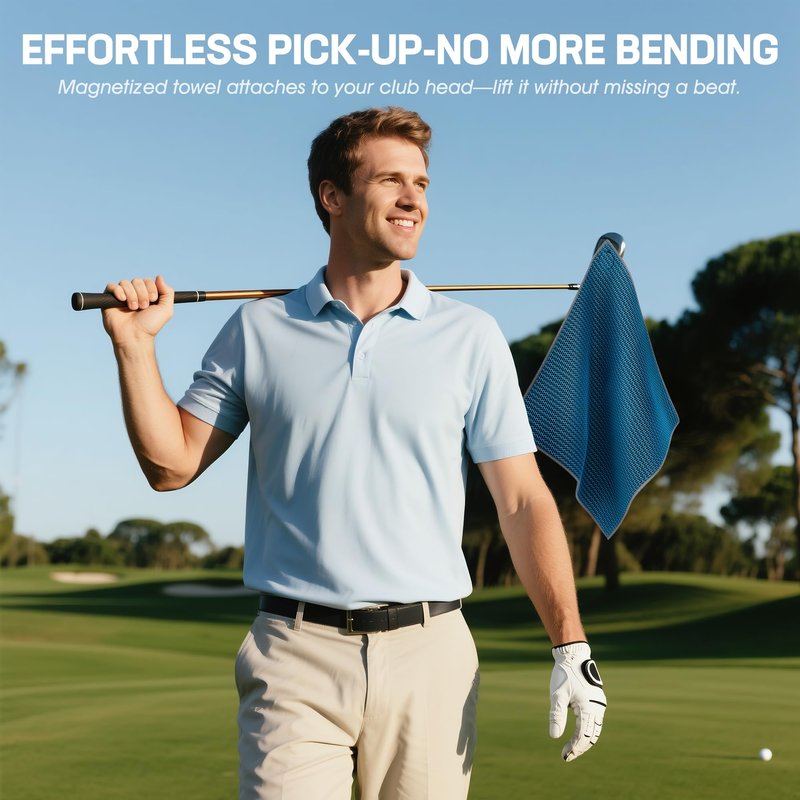 MOSTY Magnetic-Golf-Towel 2 Pack - Dual-Layer Waffle & Microfiber Golf Club Cleaning Towels with Strong Magnet for Golf Bags, Carts & Clubs - Premium Golf Accessories for Men & Women