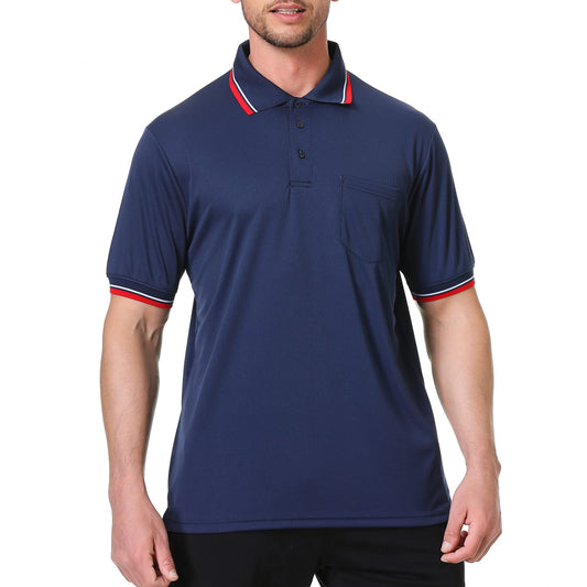 TopTie Baseball and Softball Referee Shirt Short Sleeve Polo Shirt Umpire Jersey-Navy-4XL