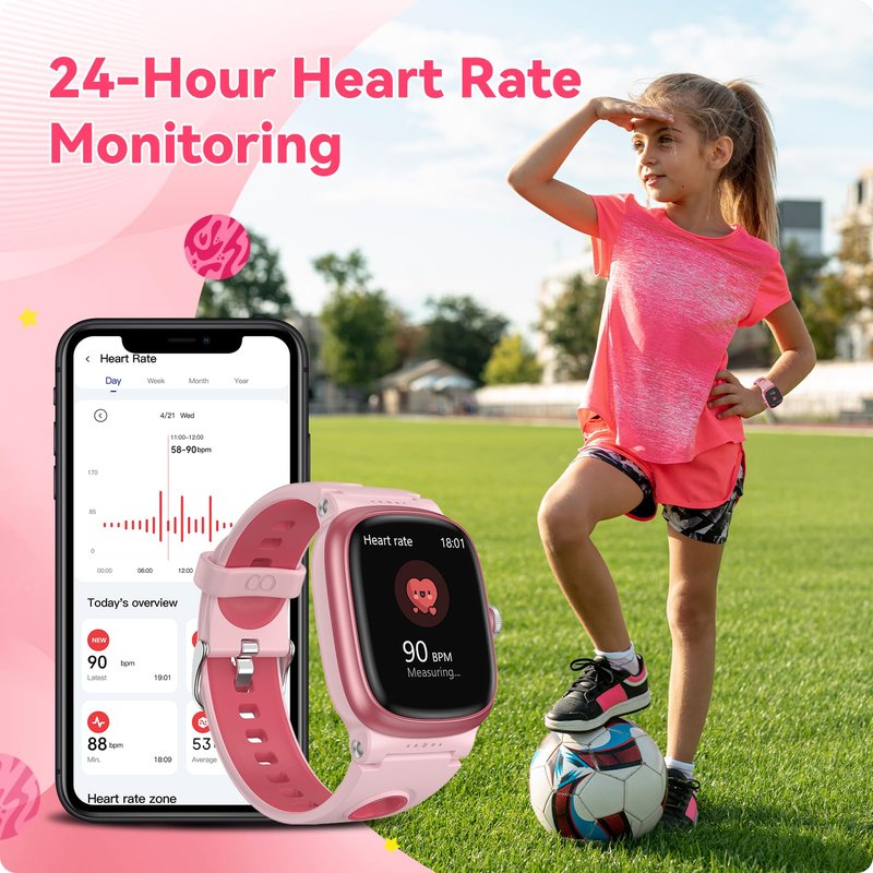 Smart Watch for Kids with Heart Rate Sleep Monitor, Games/Alarm/IP68 Waterproof Smart Watch for Boys Girls, Step Calorie Pedometer Activity Tracker, Kids Fitness Watch Birthday Gifts for Aged 4-16