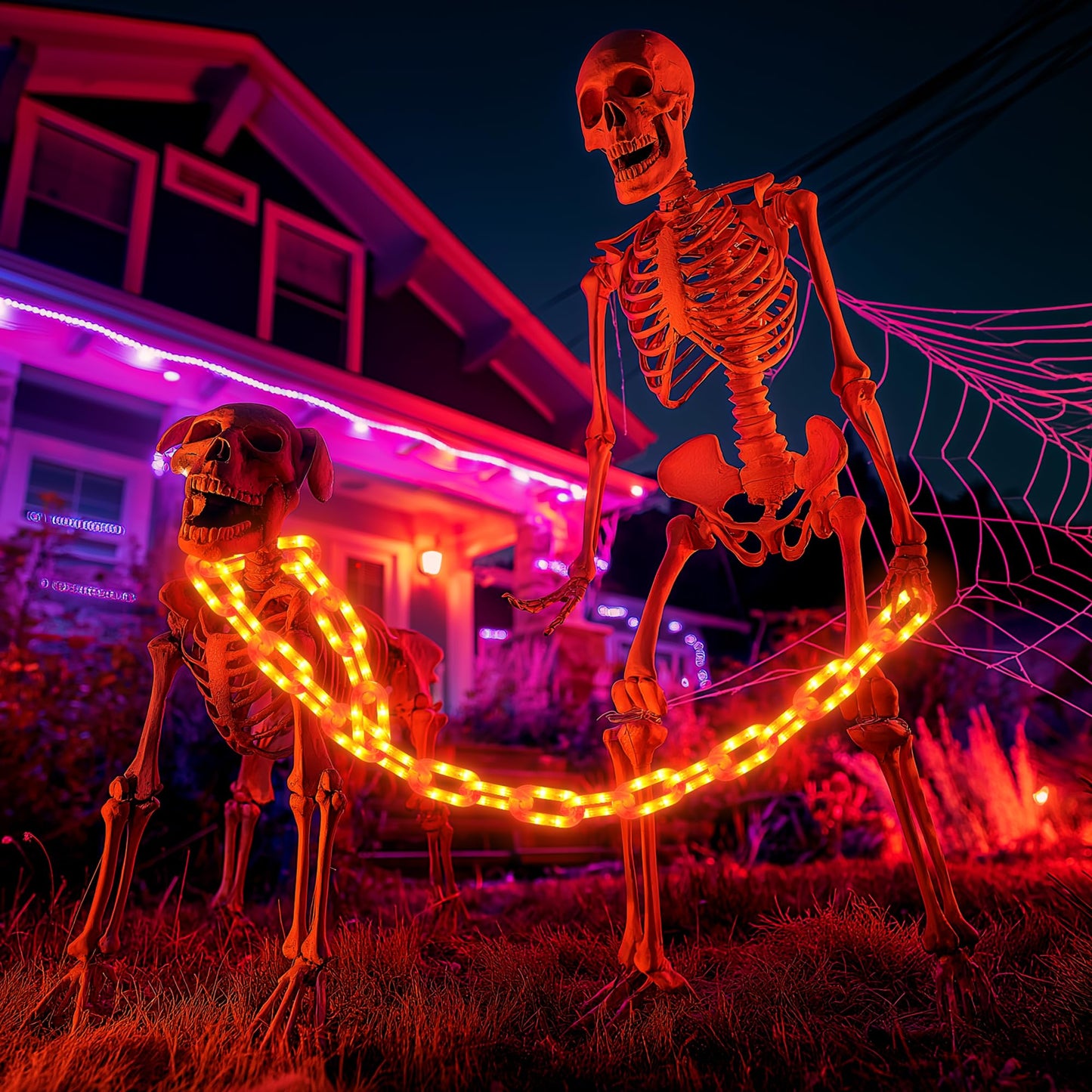 Joomer Chain Lights Halloween Decorative Battery Operated - 10 FT 160 LED Waterproof String Lights with Timer Function 8 Lighting Modes for Outdoor Indoor Halloween Decor (Orange)