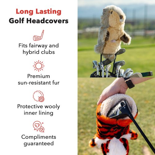 Daphne's Headcovers Sloth Hybrid Headcover | Funny Golf Club Covers | Golf Head Covers for Hybrid & Fairway Wood | Stylish Golf Club Head Covers | Golf Hybrid Cover | Men’s & Women’s Hybrid Headcover