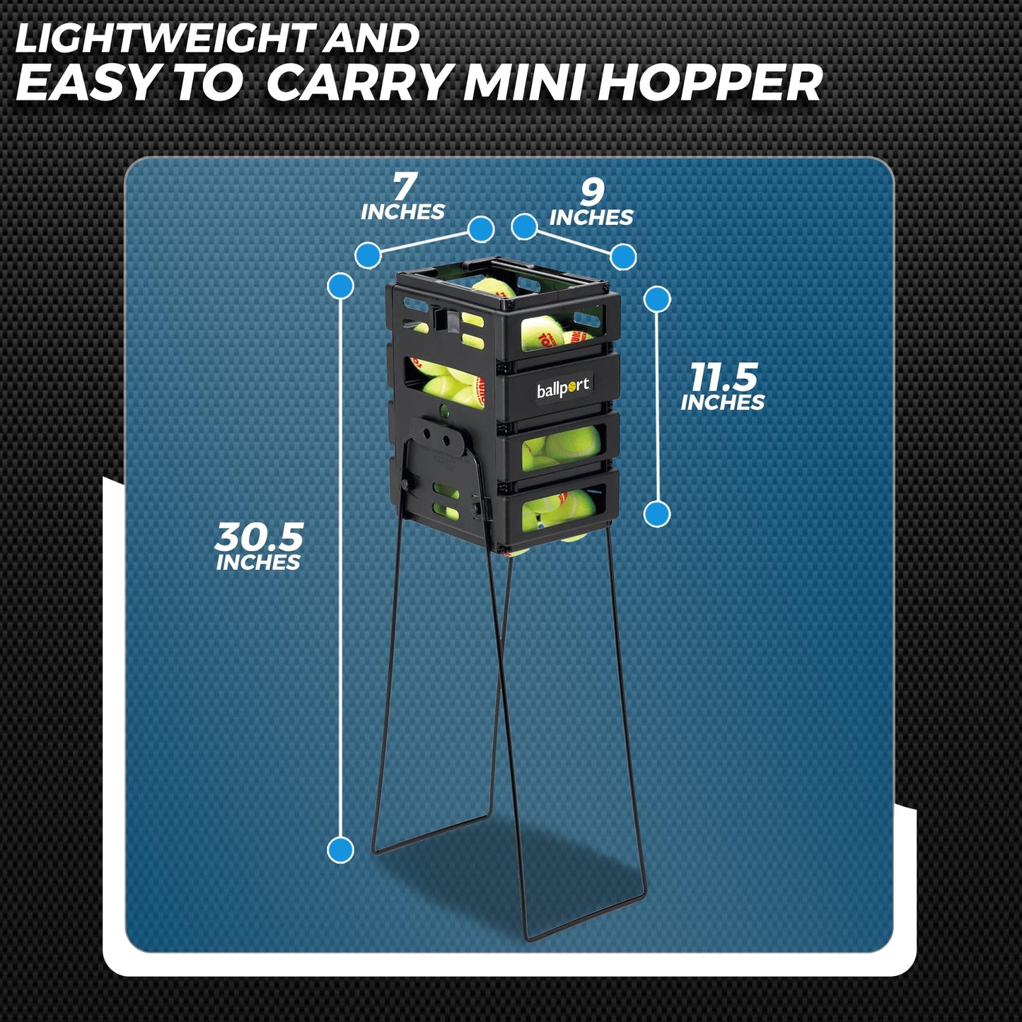 Tourna Pete Sampras Mini Ballport, Holds 36 Balls
