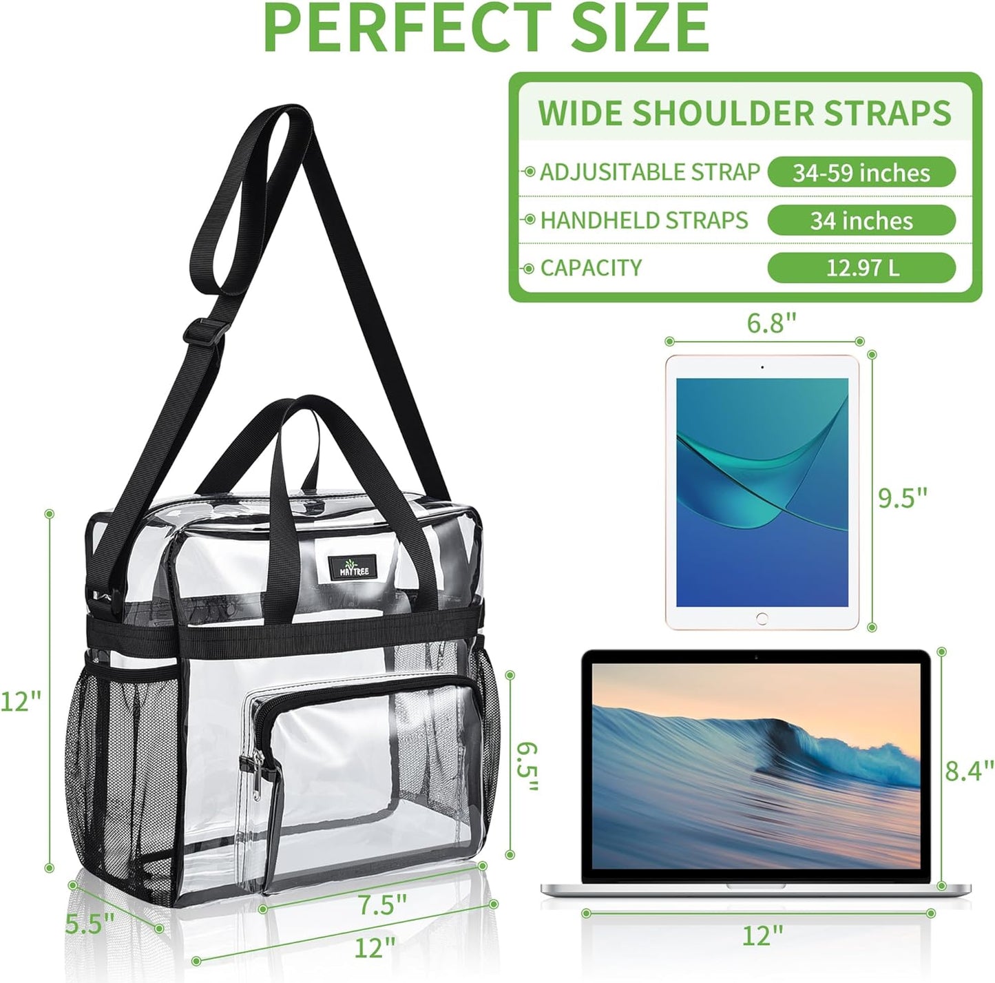 MAYTREE Clear Stadium Bag - Perfect for Concerts, Festivals & Sports Events | Durable & Spacious