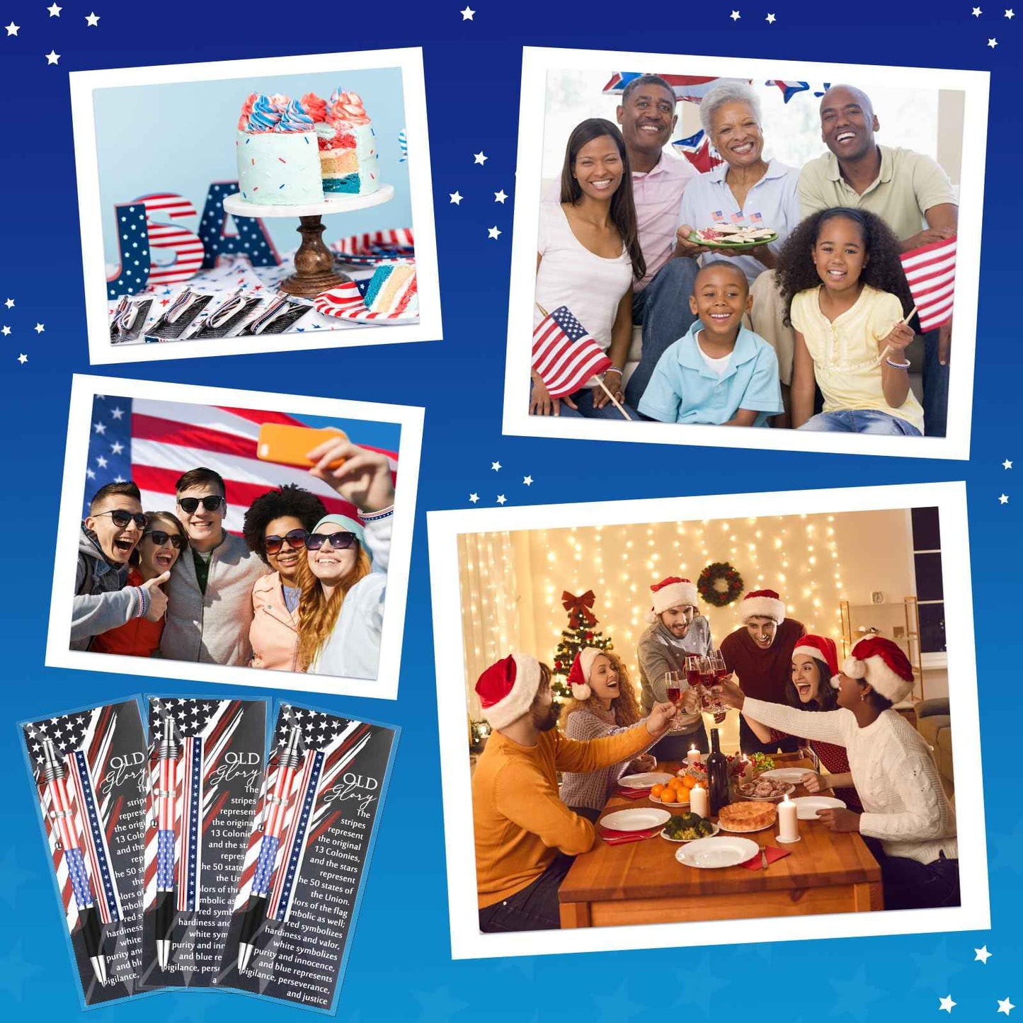 Sayglossy 180 Pcs Veterans Day Gifts American Flag Ballpoint Pens Red White Blue Patriotic Stars Stripes Stationery Gift Silicone Wristband Bookmarks for Patriot Memorial Heroes Supplies