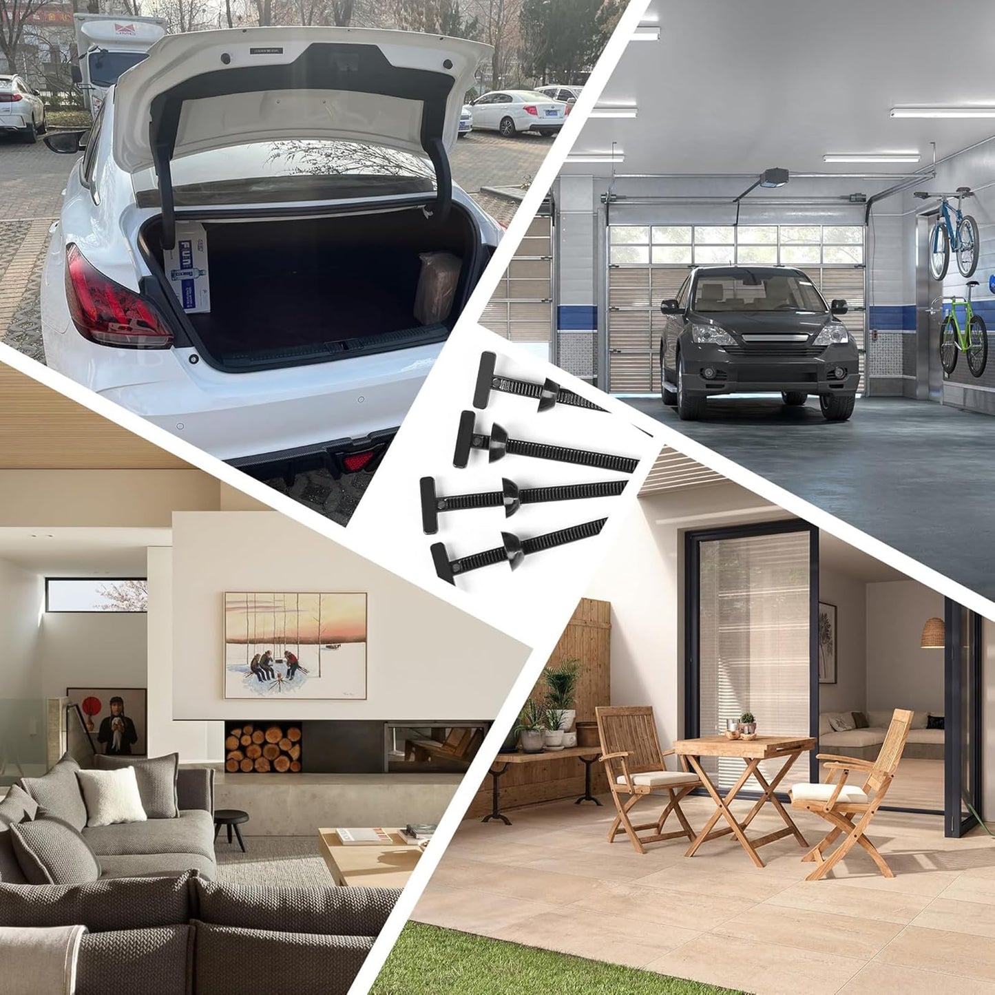 120 Pcs Universal Nylon Cable Tie Buckle - Heavy Duty Self-Locking Zip Tie Holder with Pin & Button Design, UV Resistant for Car Repair & Auto Fastener Replacement