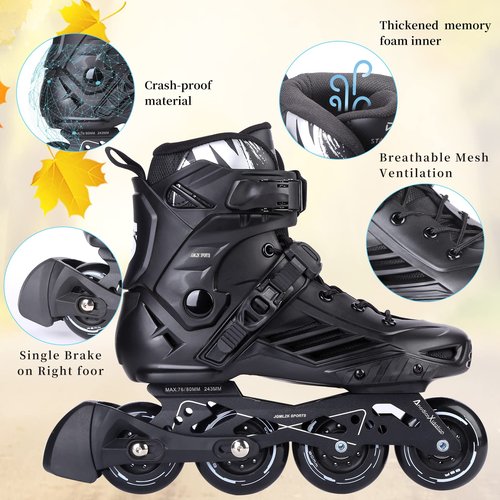 Inline Skates, High Performance Outdoor Fitness Inline Skates for Women Men Adult (Men 11/Women 12, Black 46)