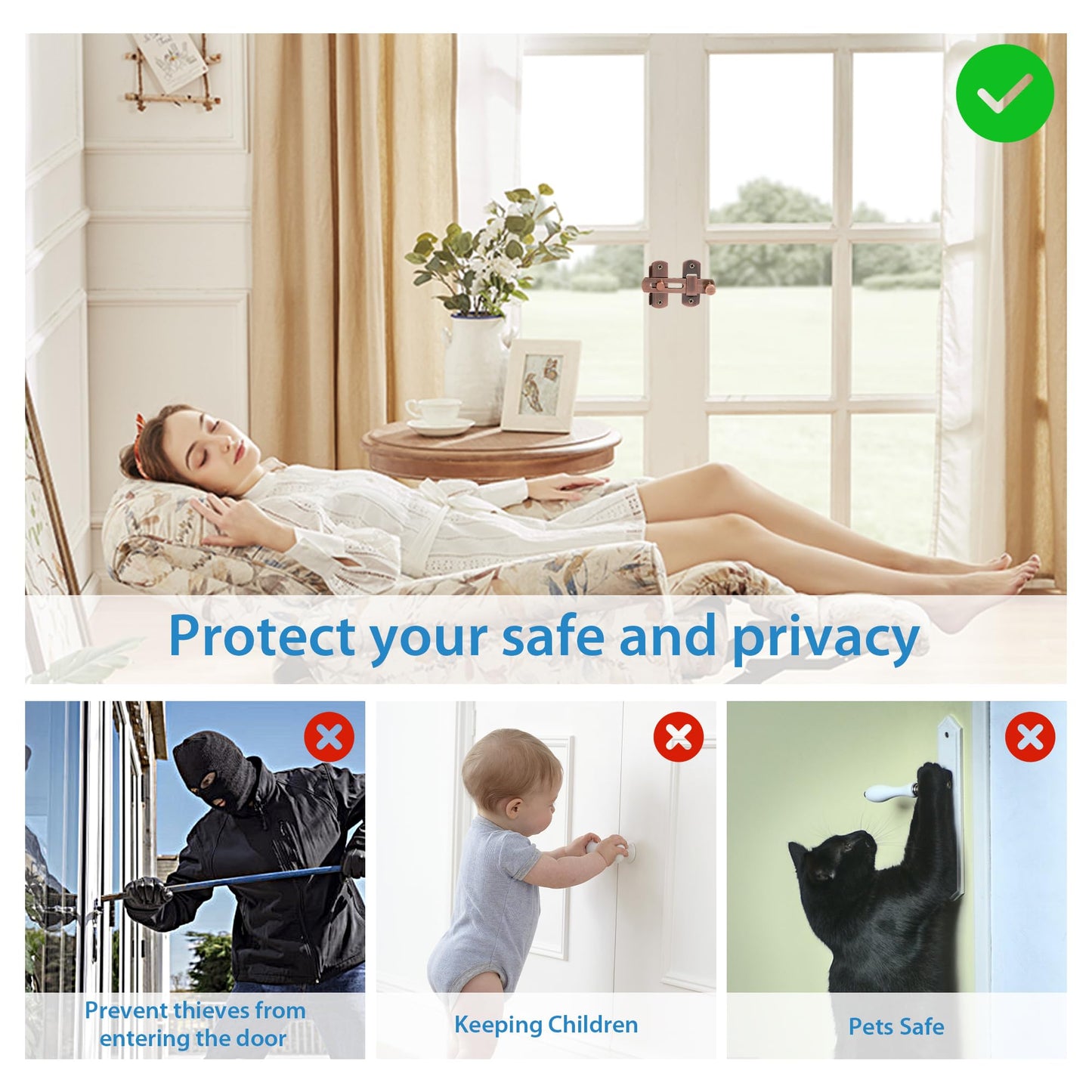 Alise 4 inch Flip Latch Gate Latches,Safety Door Lock for Barn Wood Fence Sliding French Doors,Heavy Duty SUS304 Stainless Steel Gate Hardware. Red Bronze,MS9500-R