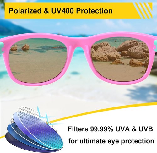 AZorb Kids Polarized Sunglasses - Flexible TPEE Rubber Frame for Ages 3-8 | 100% UV Protection
