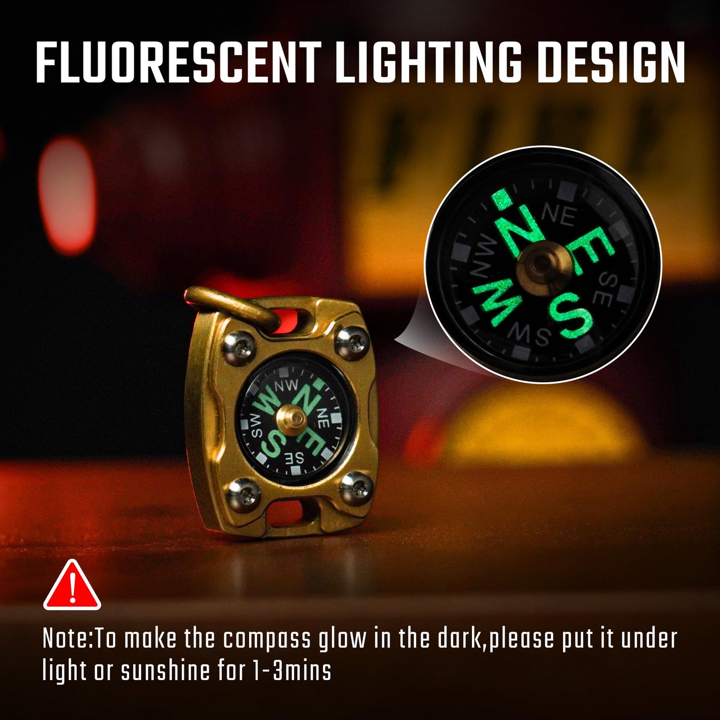 MecArmy Mini Titanium/Brass Compass, Waterproof IPX5 Pocket Compass for Hiking & Survival, Keychain & Necklace Gifts for Men & Women, Ideal Graduation & Outdoor Adventure Present