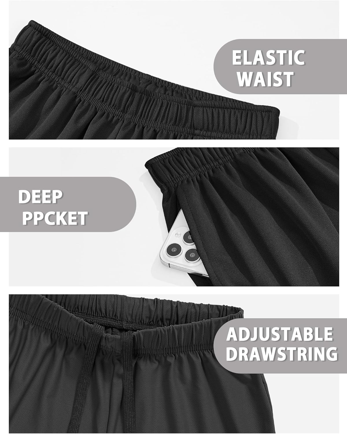Somaibo Boys Athletic Shorts - Quick Dry Performance Mesh for Soccer, Basketball & Gym | Youth Sizes
