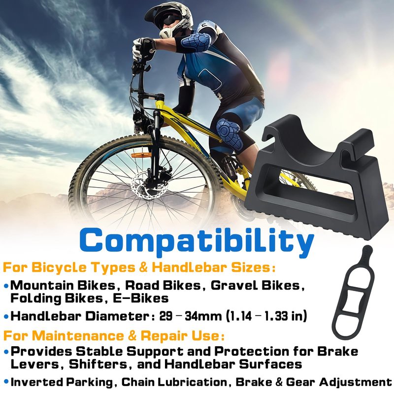 Stitokg (3-Pack) Bike Handlebar Stand with 6 Silicone Straps, Quick-Release Bracket for 29–34mm Grips, Stable Clip-On Support for Inverted Parking & Bike Maintenance, MTB Road & E-Bike Repair Tool
