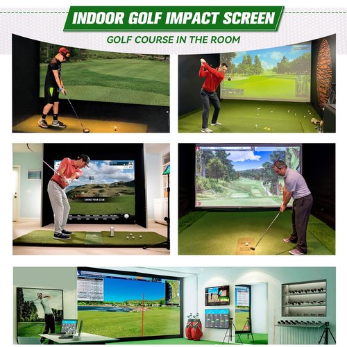 Aikeec Golf Simulator Impact Screen – 7mm Thickened Ultra-Clear Hitting Screen with 32 Grommets (10ft x 10ft) for Indoor, Outdoor & Garage Training