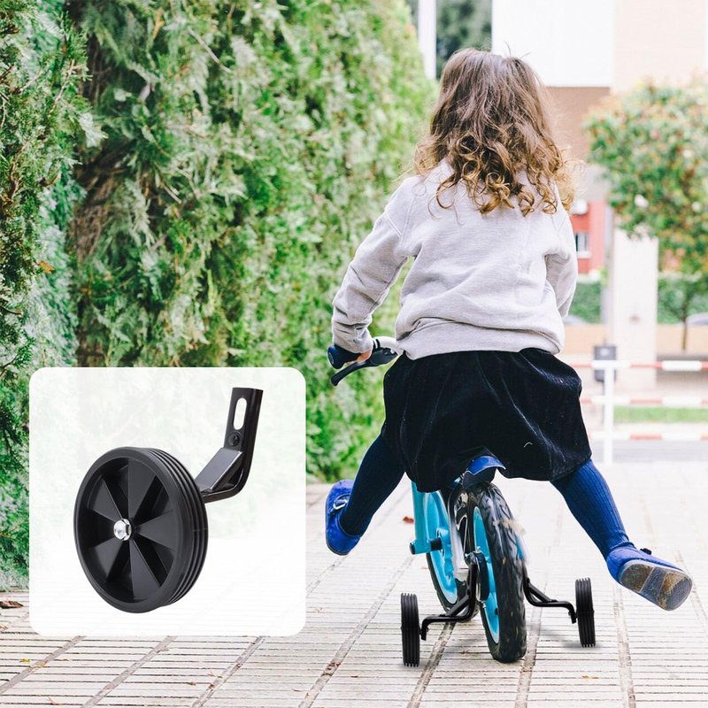 Tsnamay Pair of Black Bicycle Auxiliary Wheel Children's Bicycle Accessories For 14 Inch,Training Wheels