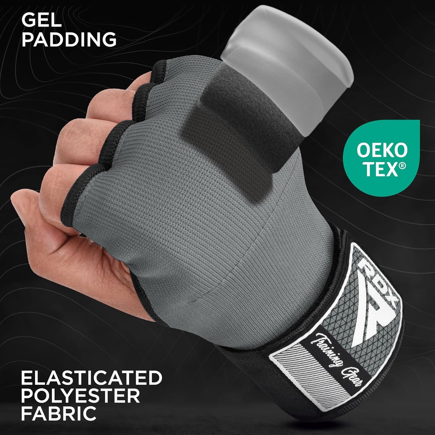 RDX Gel Boxing Hand Wraps - Quick 100cm Long Wrist Straps for Men & Women | Elasticated Padded Fist Protection for MMA & Muay Thai