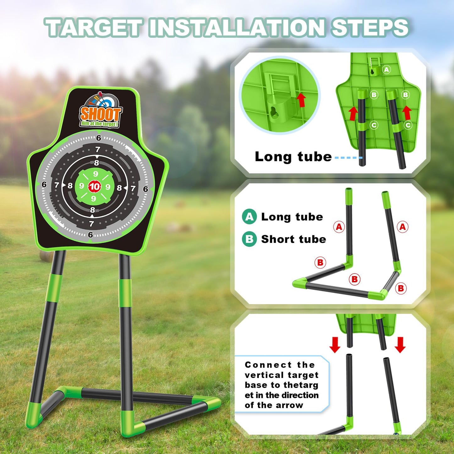 SpringFlower Bow and Arrow Toys for Kids, Archery Set Includes Super Bow with LED Lights, 10 Suction Cups Arrows,Archery Set with Standing Target and 3 Target Cans for Boys and Girls