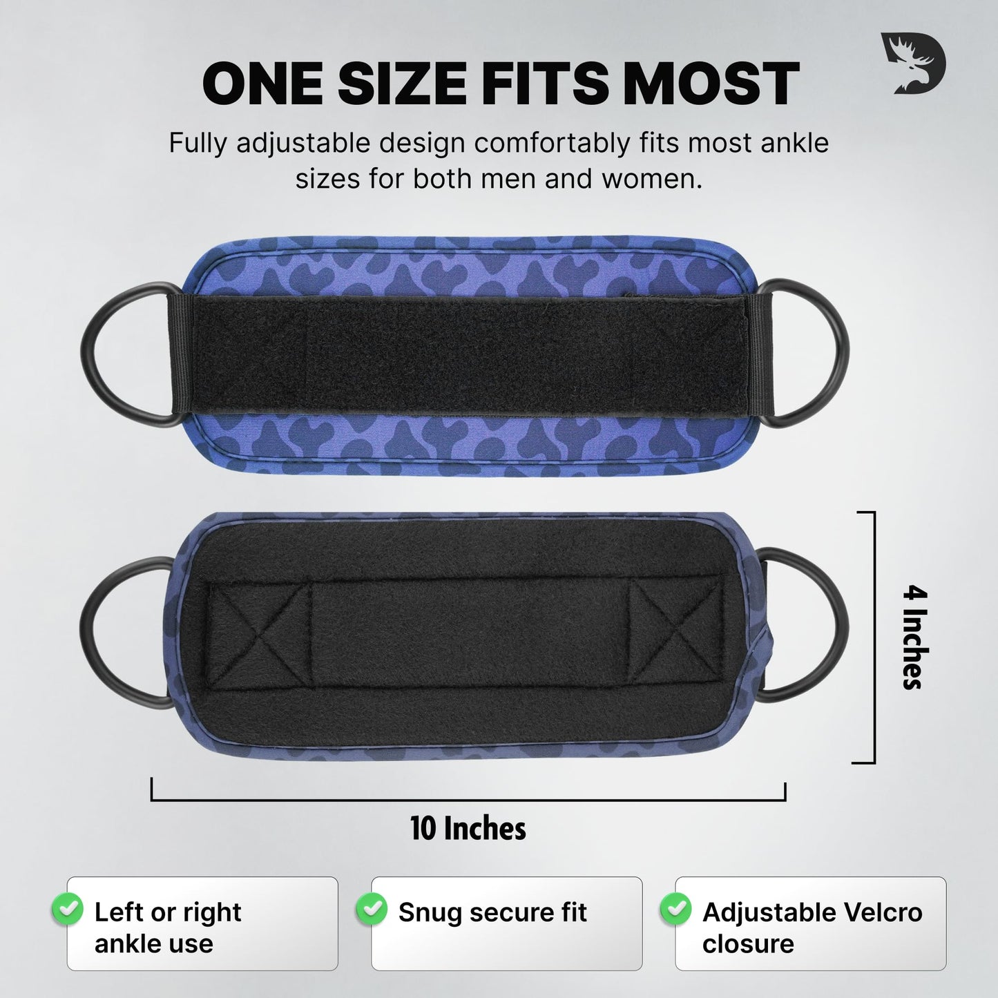 DMoose Ankle Strap for Cable Machine - One Size Fit with Premium Padding, Workout Kickback Ankle Cuffs, Ankle Bands for Working Out, Booty Workouts, Leg Extension, Hip Abductors & Lower Body Exercises