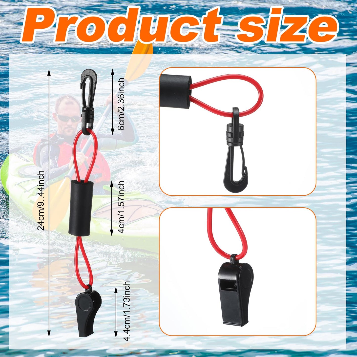 Seenelling 2 Pcs Whistle with Lanyard for Safety Boat Whistle Coast Guard Approved Float Boat Marine Camping Hiking Hunting Fishing Survival Rescue Signaling ski Accessories (Black and Red)