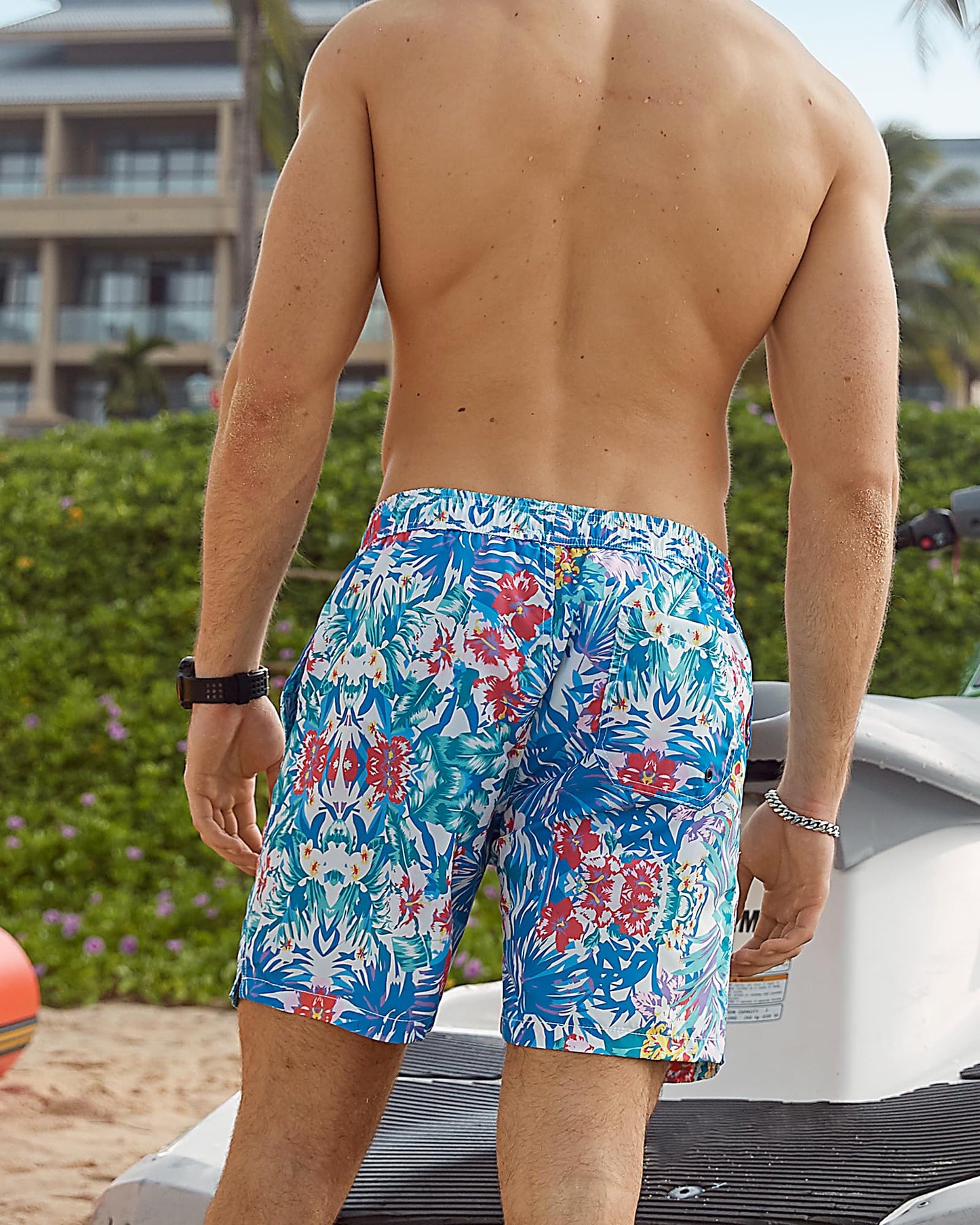 maamgic Mens Swim Trunks Quick Dry Swim Shorts with Mesh Lining Funny Swimwear Bathing Suits 7inch Hawaii Floral Medium