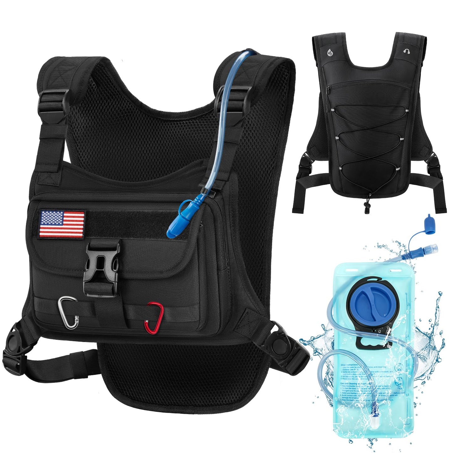 RAINSMORE Hydration Vest with Water Bladder Adjustable Strap Chest Pack