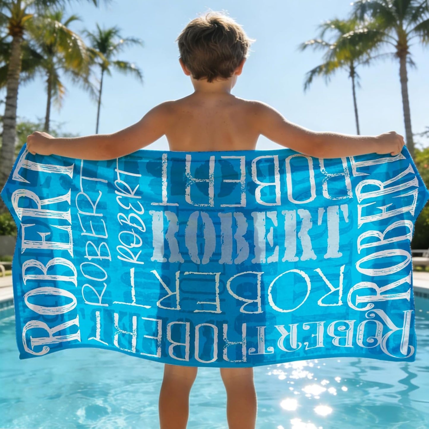 Yoke Style Personalized Beach Towels - Custom Quick Dry Microfiber for Kids | Sand-Free Design