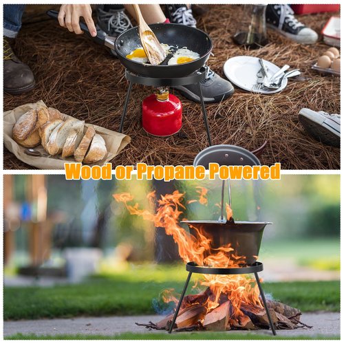 Campfire Tripod, Portable Cast Iron Campfire Cooking Tripod for Open Fire, Cooking Tripod for Campfire with Three Legs for Barbecue Hiking Party Outdoor