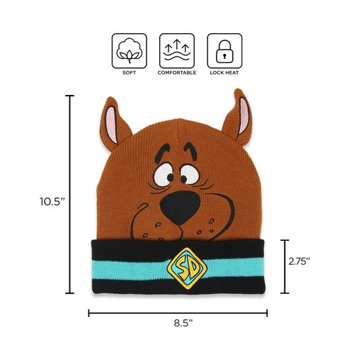 Warner Bros Scooby Doo Knit Warm Beanie hat for Kids and Adults, Winter Hats for Men, Women, Teens, Girls and Boys, Cuffed Beanies