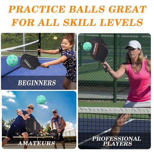 Eliwdshen 26 Holes Sports Set Indoor Court Pickleball Balls for All Style Pickleball Paddles with Mesh Bag High Elasticity & Durable 6-Pack(Light Blue)