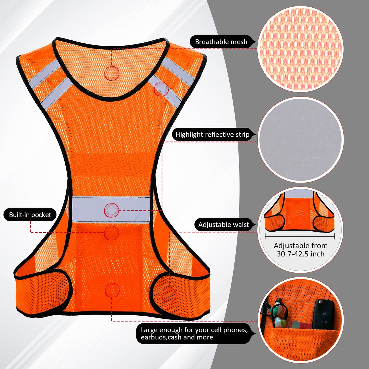 TCCFCCT Reflective Safety Running Vest for Men Women Running Gear for Walking at Night