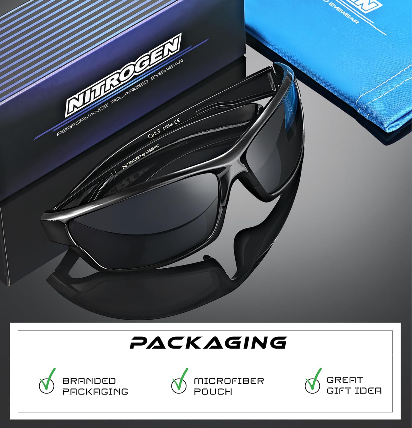 Nitrogen Polarized Sport Sunglasses - UV400 Protection for Men & Women | Ideal for Driving, Fishing, Running
