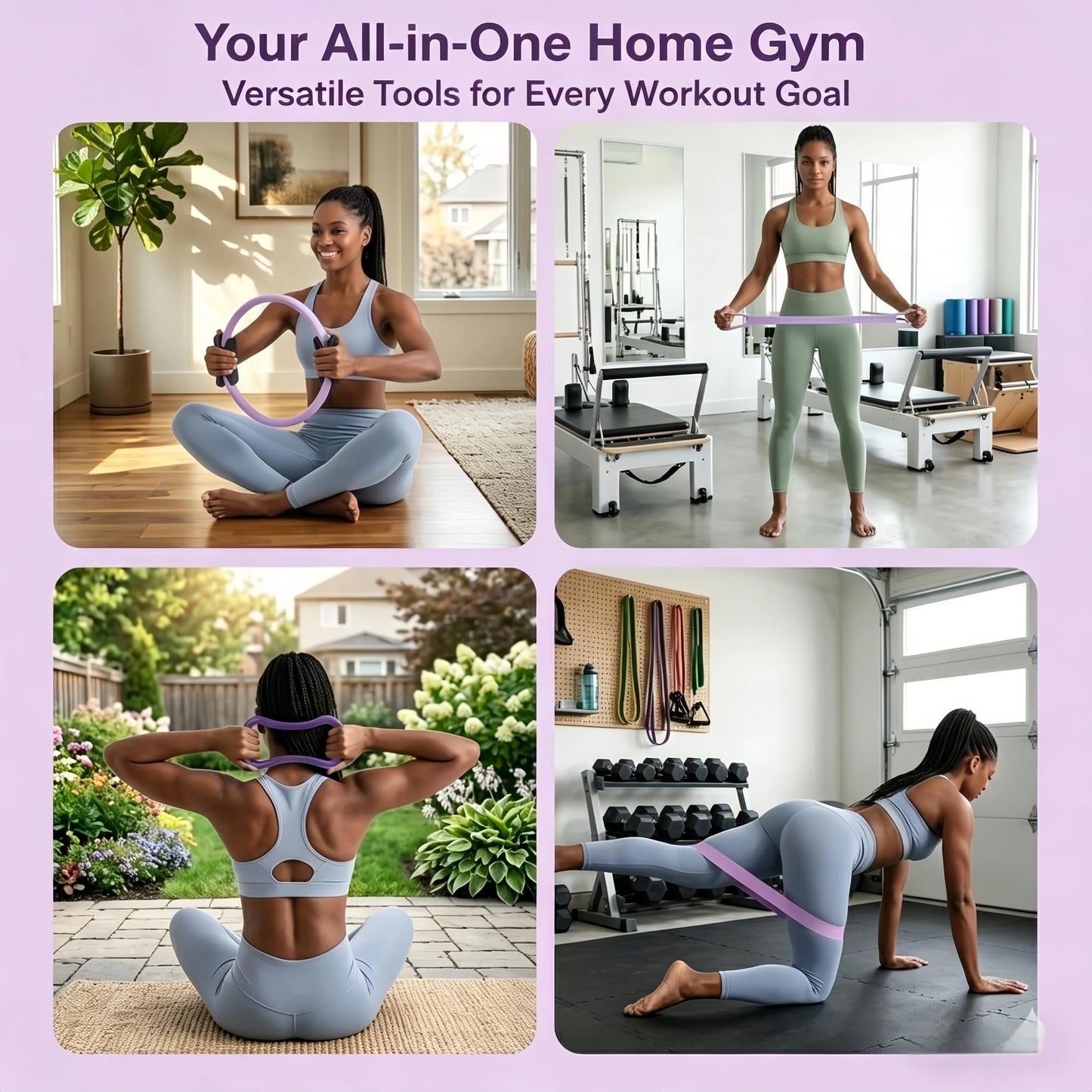 VIJLXI Pilates Kit, Home Pilates Equipment with Pilates Ring, Ball & 5 Resistance Bands, Core Strength Training for Flexibility & Muscle Toning