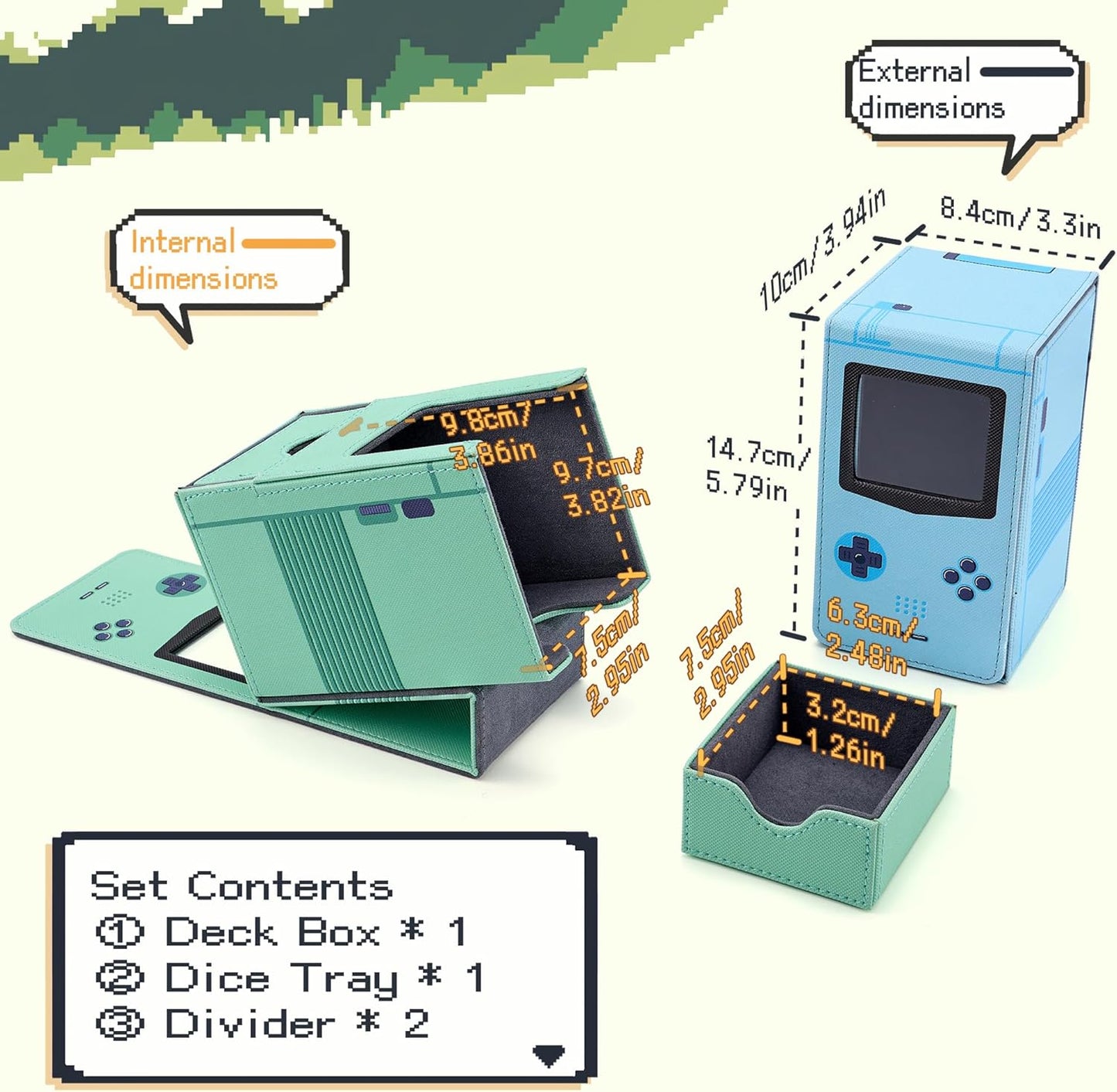 Venssu Retro Gaming Console Deck Box - PU Leather Card Storage with Dice Tray | Fits 120 Sleeved Cards (Purple)