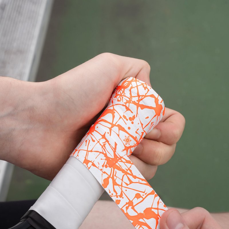 Supacaz Super Sticky Kush Neon Orange Splat Pickleball Overgrip - Tacky Pickleball Paddle Grip Tape Wrap - Pickle Ball Anti-Sweat Overwrap - 3pk