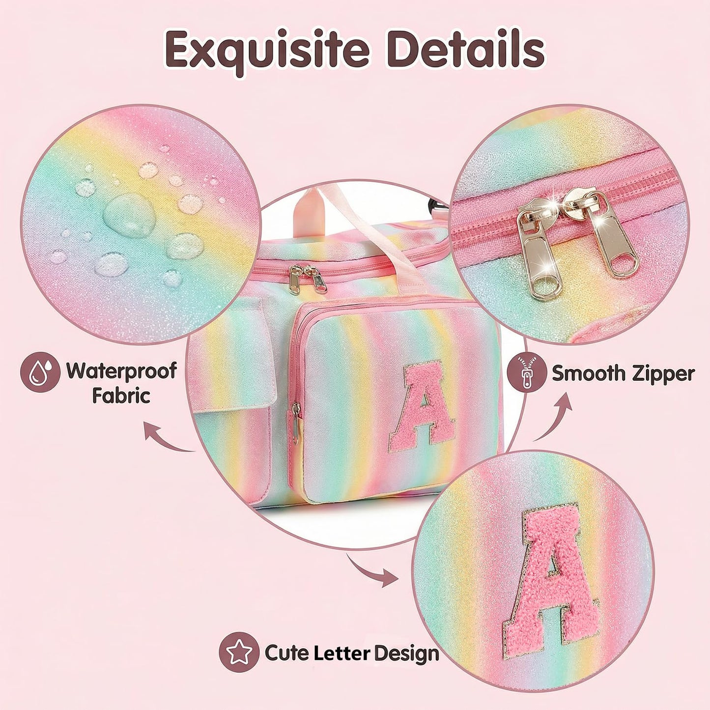 HuiLeo Birthday Gift for Teen Girl Gifts Trendy Stuff, Kids Travel Duffle Bag Girls Initial Gym Bag with Shoes Compartment, Personalized Weekender Bags Pink A