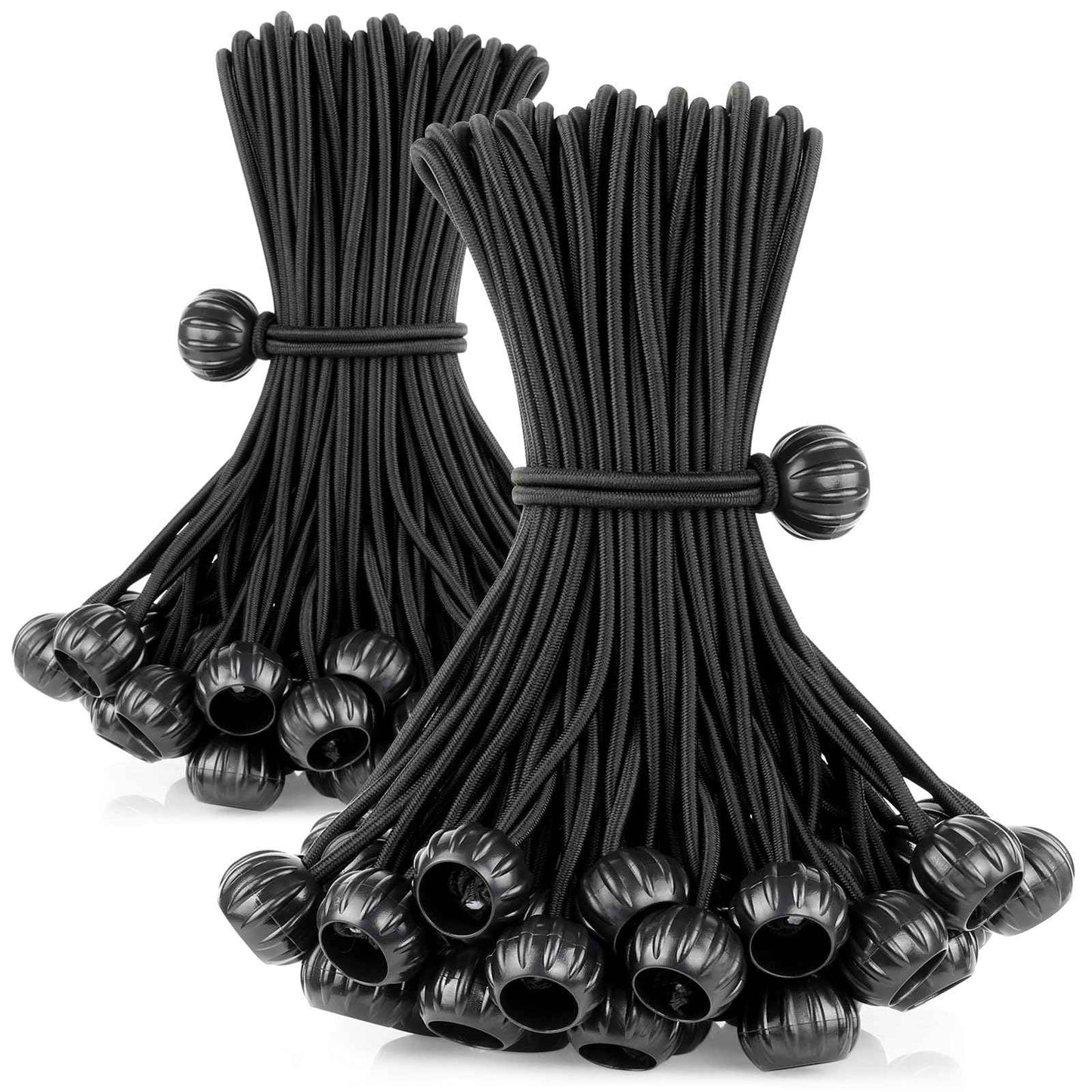 Bungee Cords with Balls 6 Inch, 100 Pack Heavy Duty Bungie Cord Balls, Canopy Tarp Tie Down Ball Bungee Cords for Camping, Tents, Patio Umbrellas, Awning, Bundle, Black