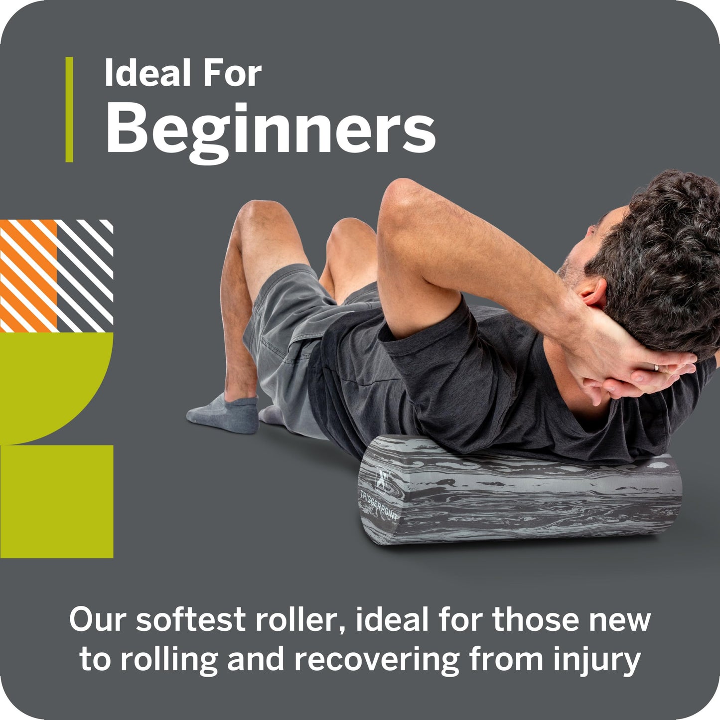 Foundation Roller - Premium EVA Foam Muscle Recovery and Flexibility Roller, Soft Compression for Injury Prevention, Travel-Friendly, Ideal for Athletes, Black/Grey, 12"