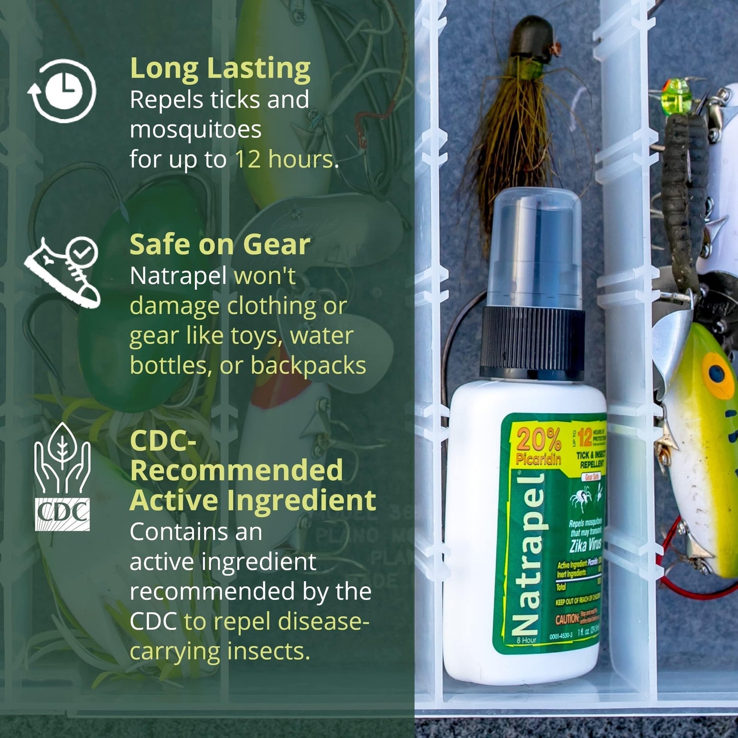 Natrapel Tick & Insect Repellent Pump - Bug Spray with 20% Picaridin - Family Protection Against Mosquitoes, Ticks & More - Up to 12 Hours of Protection - 1 oz (4 Pack)