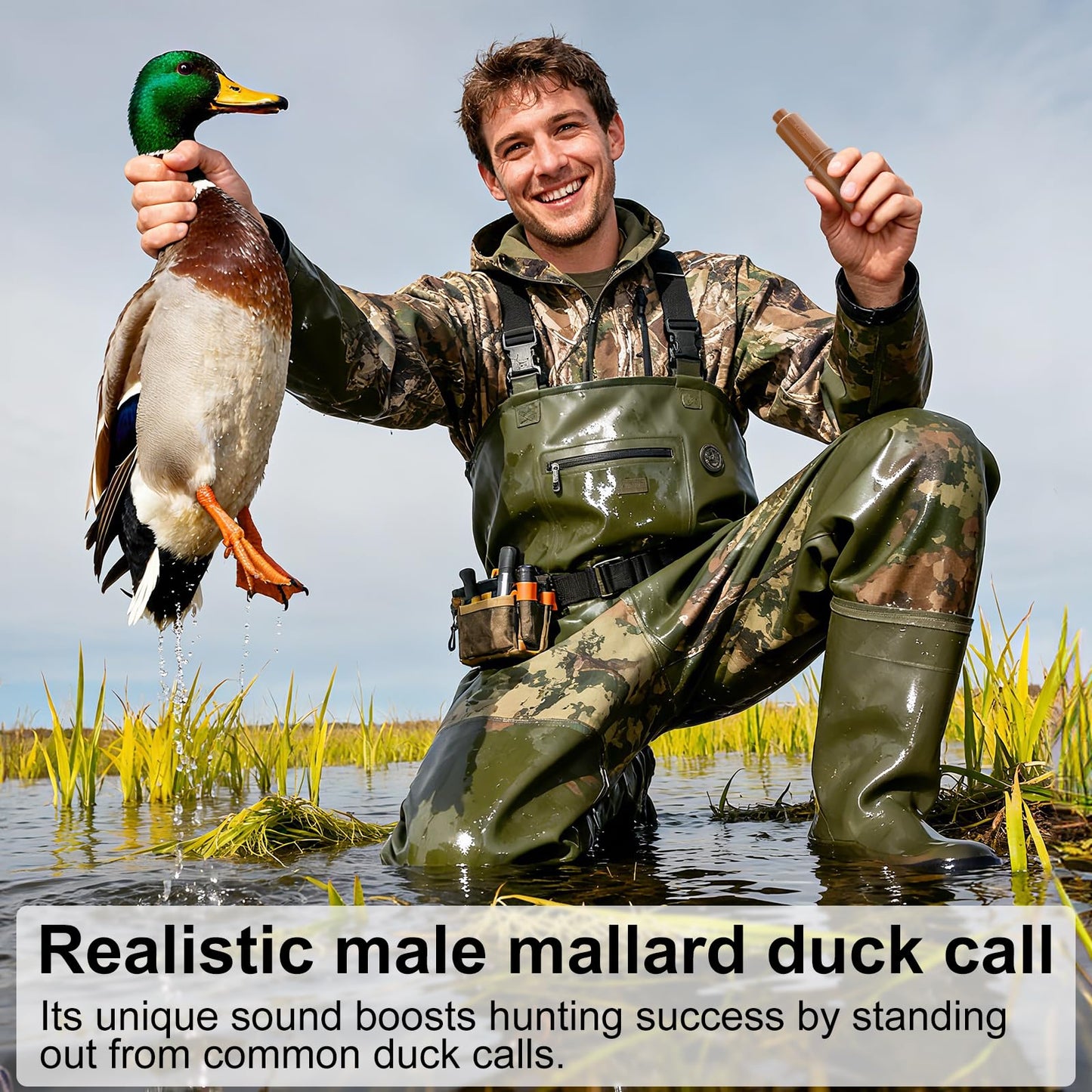 Kylazer Mallard Duck Call, Easy-Blow Hunting Whistle, Brown