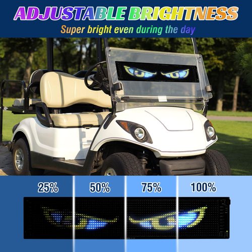 Golf Cart Devil LED Eyes Light Sign, 23.23"x4.72" Programmable Flexible Screen for Windshield with App Control, DIY Dynamic Animated LED Sign Display for Car Golf Cart Trucks Festivals Decor