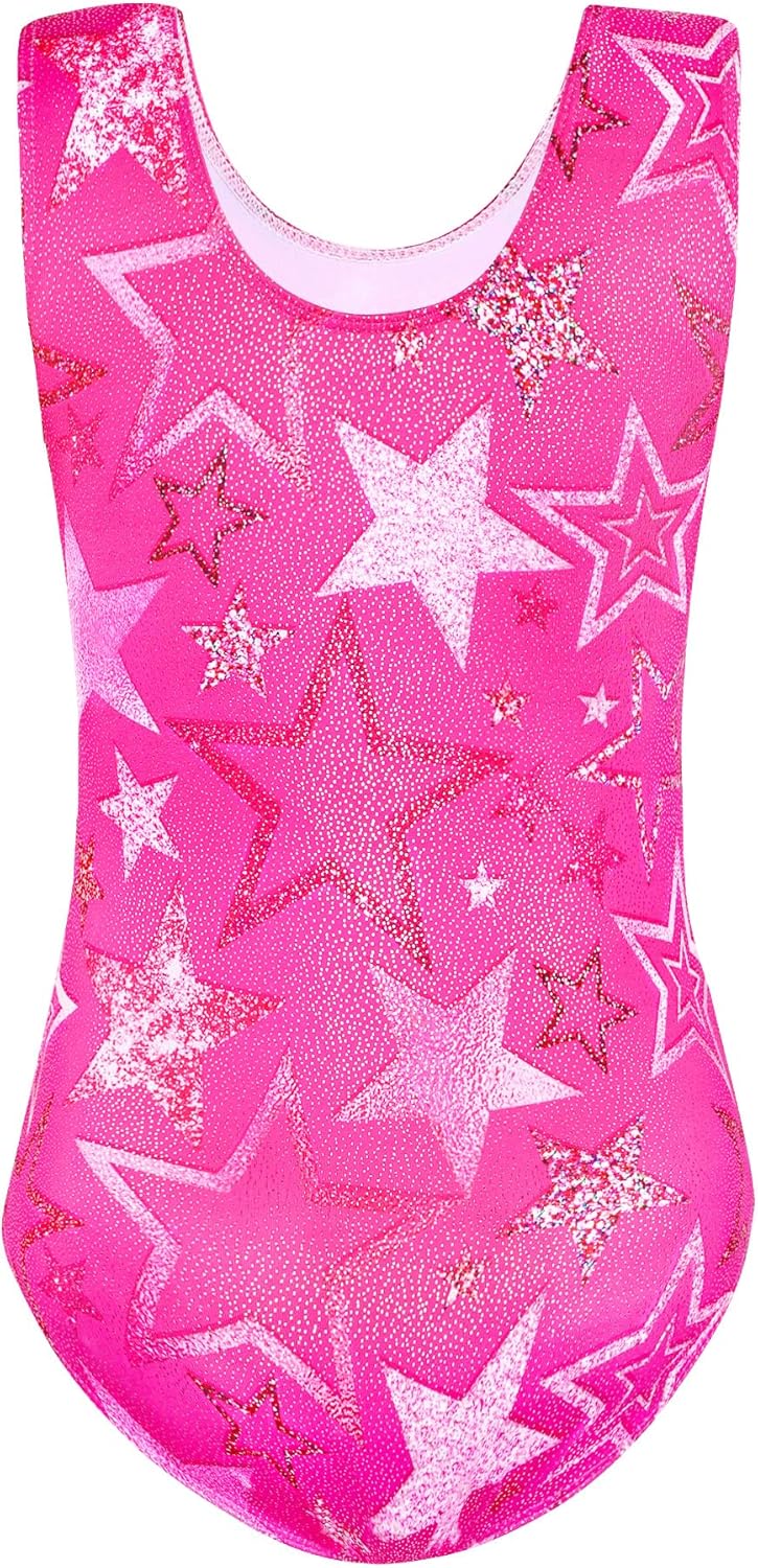 Regine Switzerland Gymnastics Leotards for Girls - Shiny 2-Piece Sleeveless Outfit with Shorts (Ages 4-12)