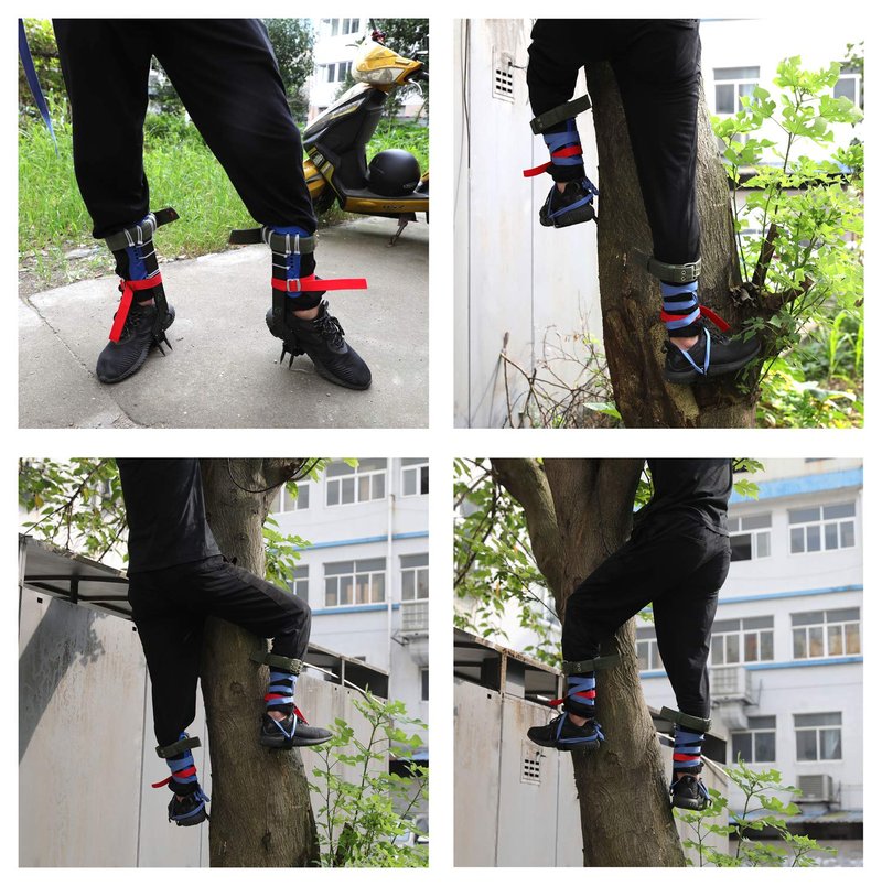 HTTMT- Tree/Pole Climbing Spike Set Safety Belt Strap Rope Adjustable Stainless Steel [P/N: ET-OUTDOOR002-RAW]