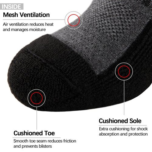 COOVAN 8 Pairs Mens Crew Socks Cushioned Moisture Wicking Athletic Heavy Duty Work Sport Breathable Training Socks