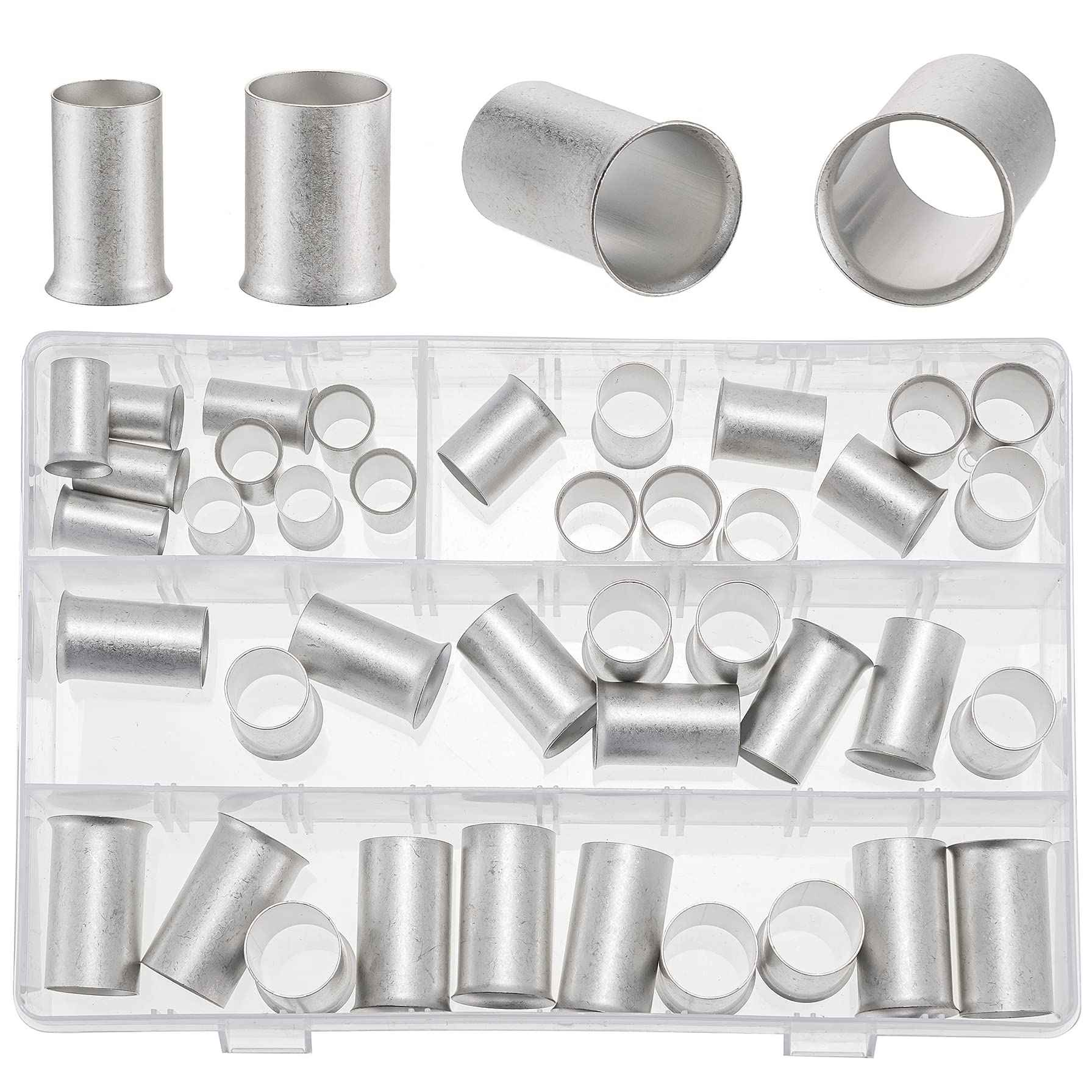 ROCKDIG 40PCS 4/0 3/0 2/0 1/0 Gauge Tinned Copper Wire Ferrules for Electrical Cable Ends Crimp Terminals Assortment Kit