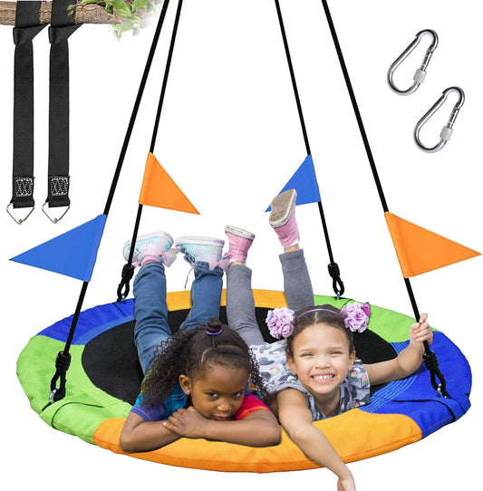 PACEARTH 40-Inch Saucer Tree Swing - Colorful & Durable Design with 900lb Capacity | Adjustable Straps