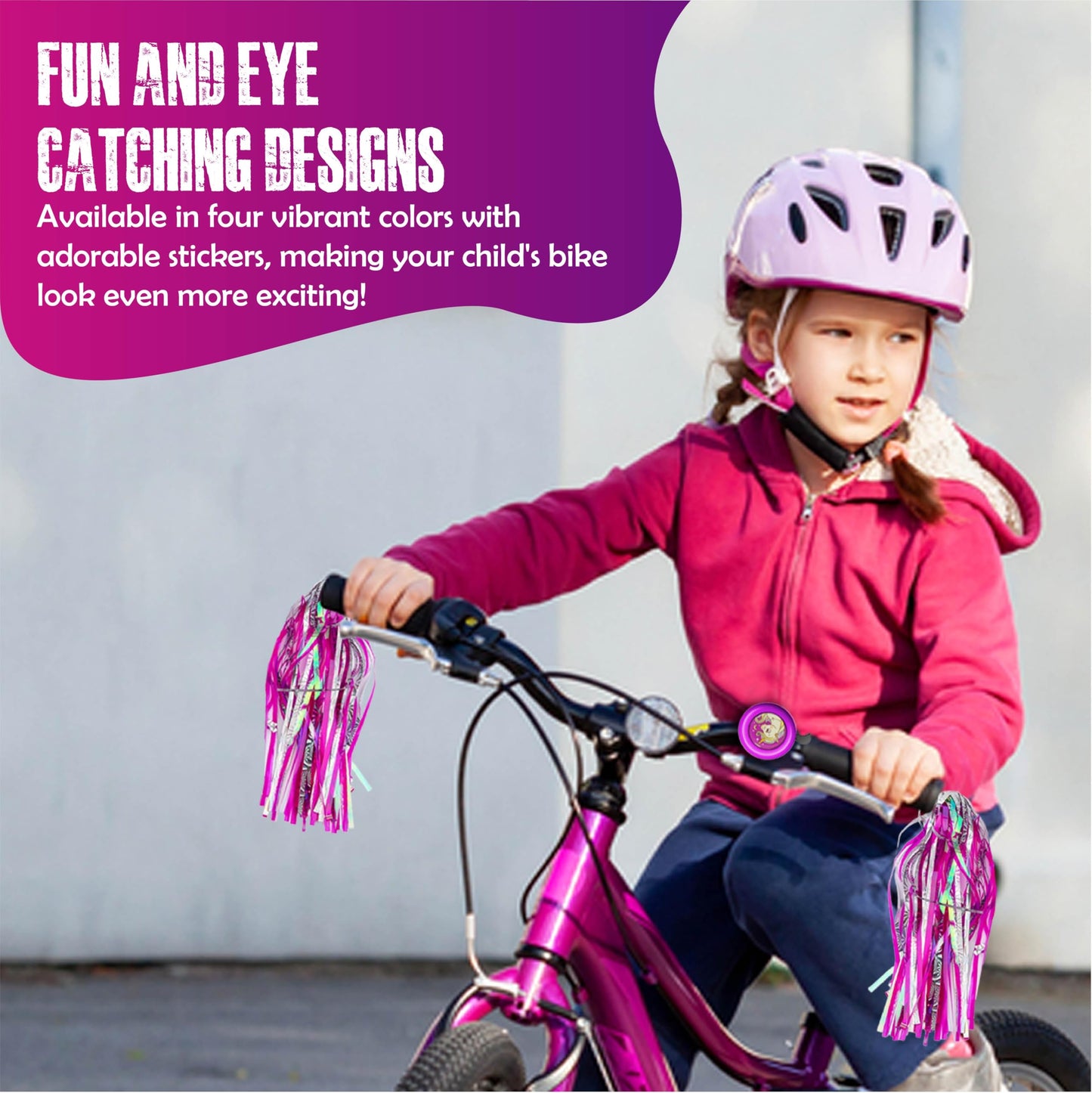 1 Pcs Kids Bike Bell and 2 Pcs Bike Streamer for Children's Bike,Loud Clear Sound Bicycle Bell Cute Cartoon Bike Bell for Road Bike,Electric Bike,Cruiser Bike,Children's Bike Accessories