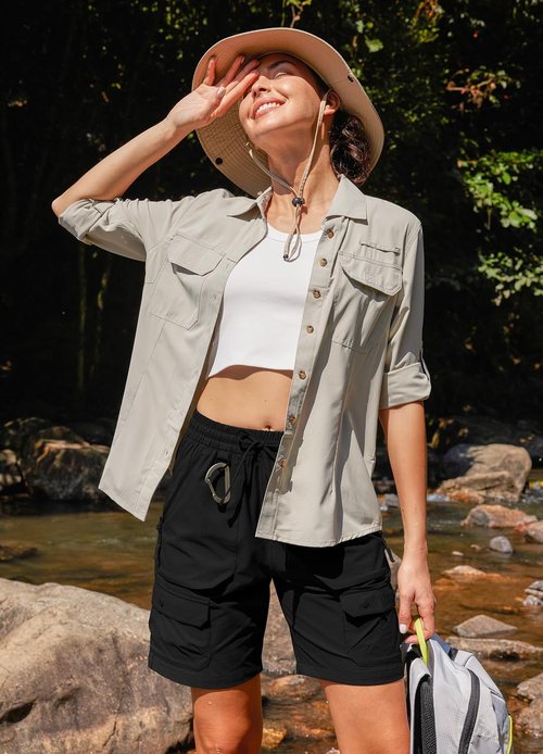 Libin Women's Hiking Shorts - Quick Dry Cargo with Zipper Pockets | Water Resistant, UPF 50+