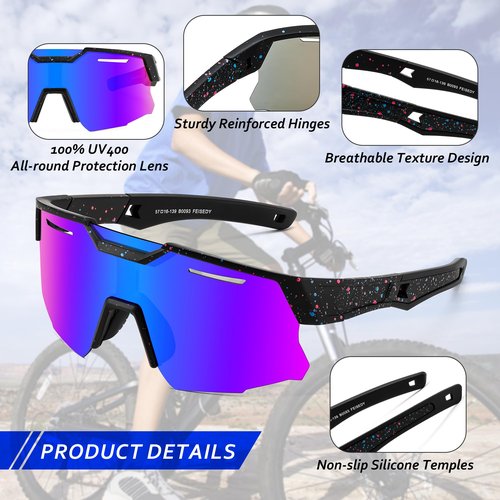 FEISEDY Kids Teens Baseball Polarized Sunglasses Sports Cycling Glasses for Youth Boys Girls Age 8-16 B0157