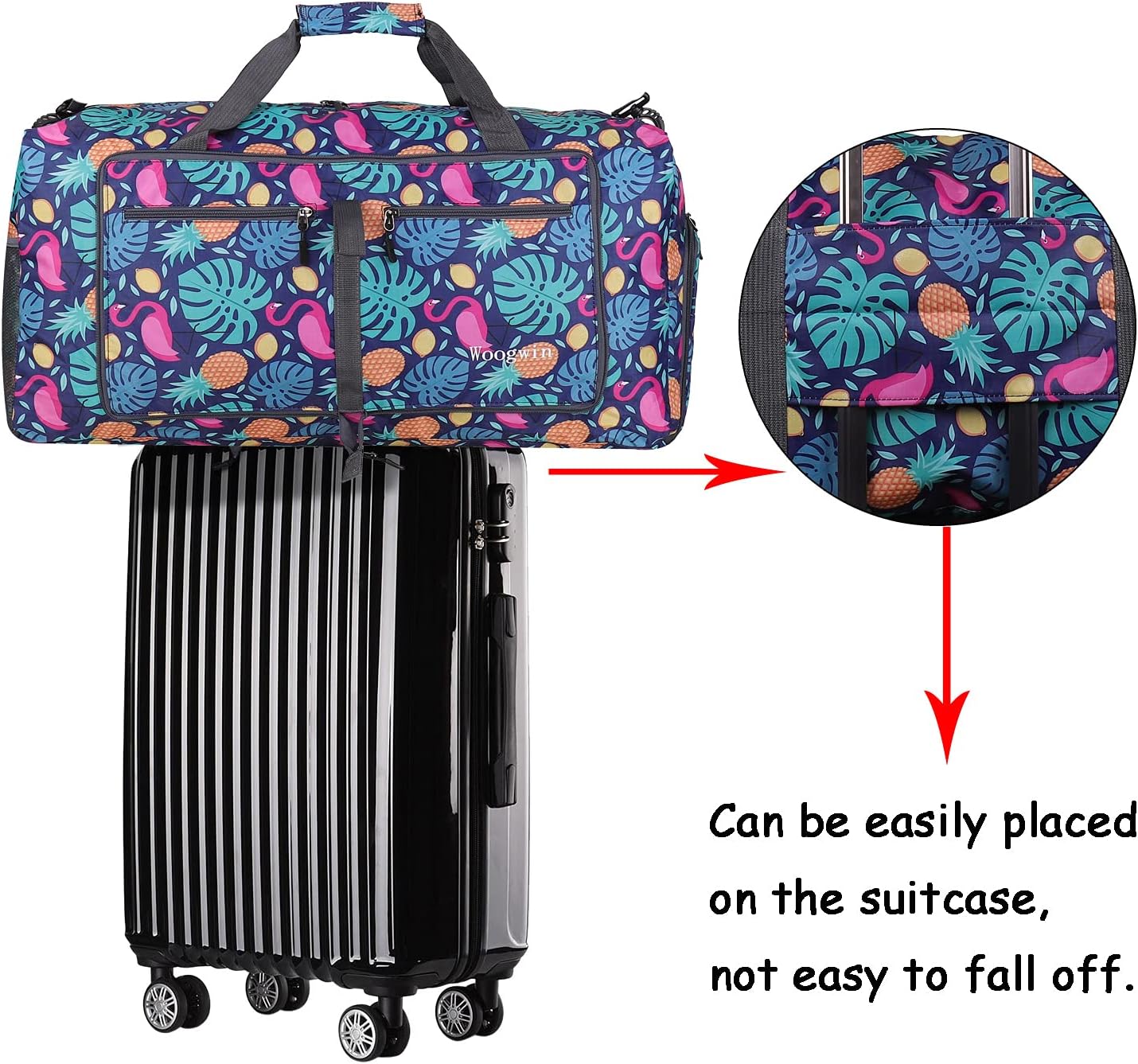 Woogwin Travel Duffel Bag - Large Waterproof Foldable Overnight Bag for Beach & Gym Activities