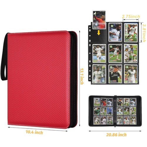 GERMUN Premium Zip Trading Card Binder - 720 Double-Sided Pocket Album for MTG & TCG (Red)