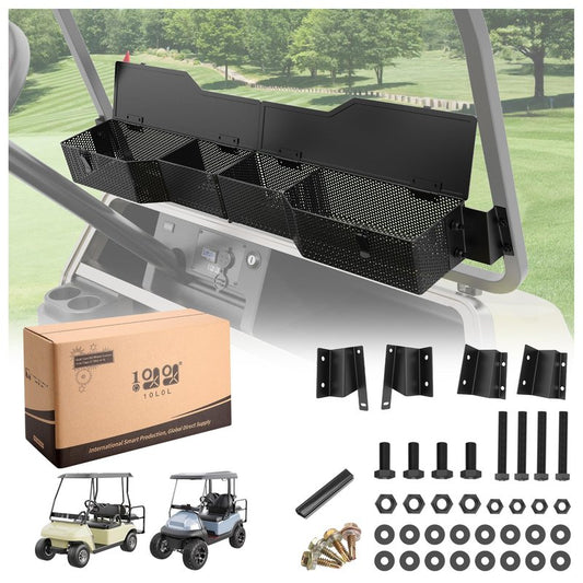 10L0L Golf Cart Front Inner Storage Utility Basket – Dash Storage Tray for Club Car DS & Precedent (2000-Up), Durable Steel with Anti-Rust Coating, Easy Installation